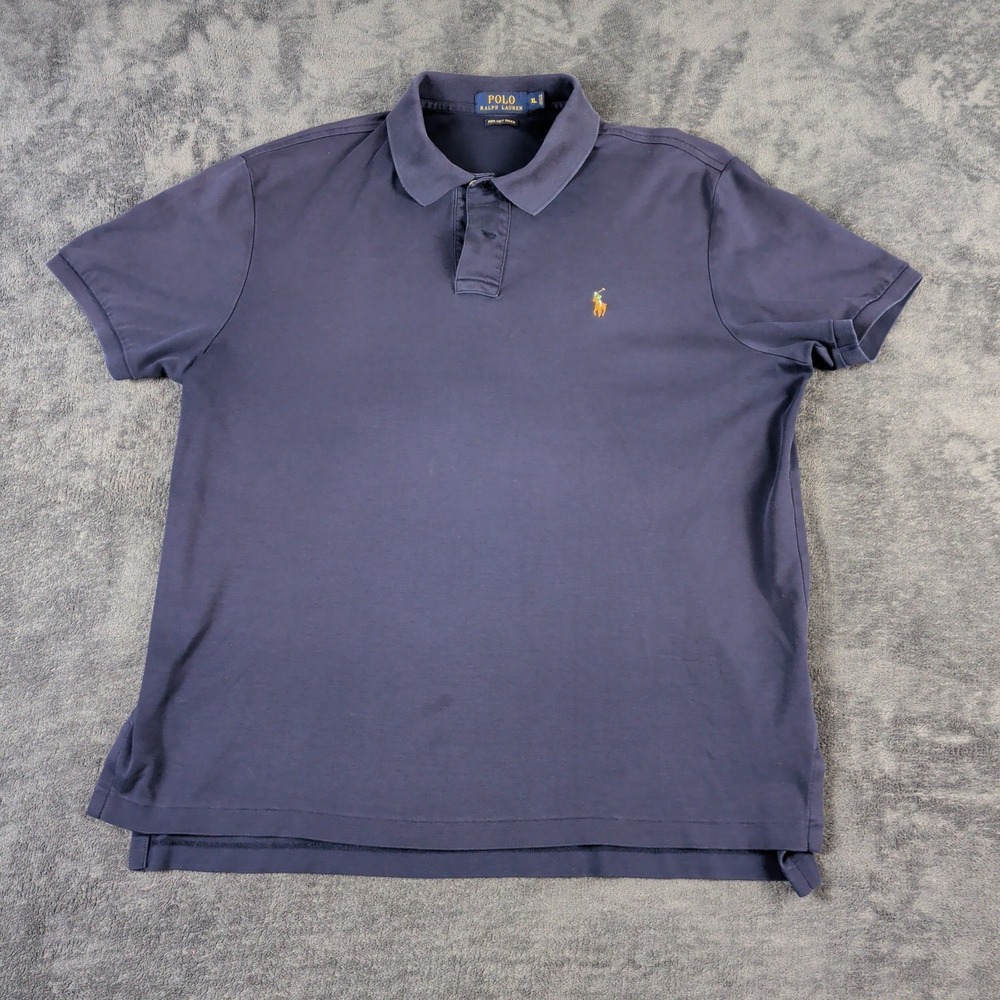 Polo Ralph Lauren Short Sleeve Polo Men's XL Custom Fit Blue Solid